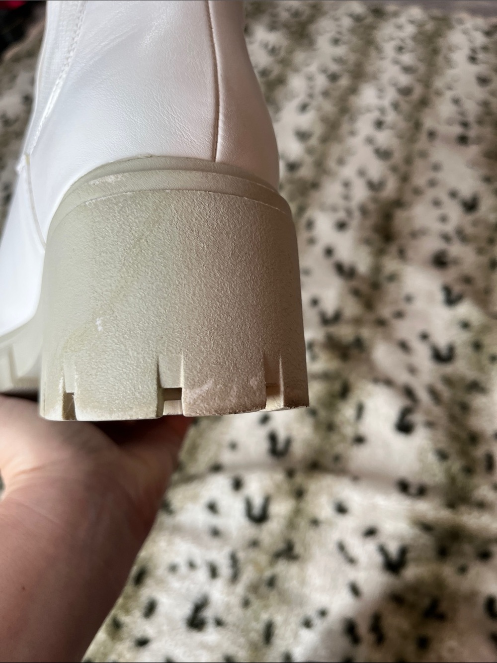 White Rib-Knit Chelsea Booties - Picture 5 of 7